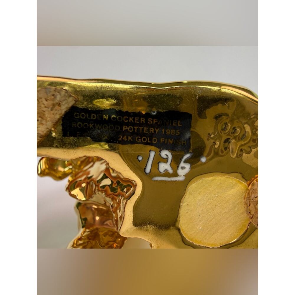Vintage Rookwood 24K Gold Finish Cocker Spaniel Figure Paperweight 1985 Dog #126 - Picture 8 of 10